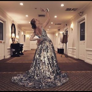 Neutral color prom dress